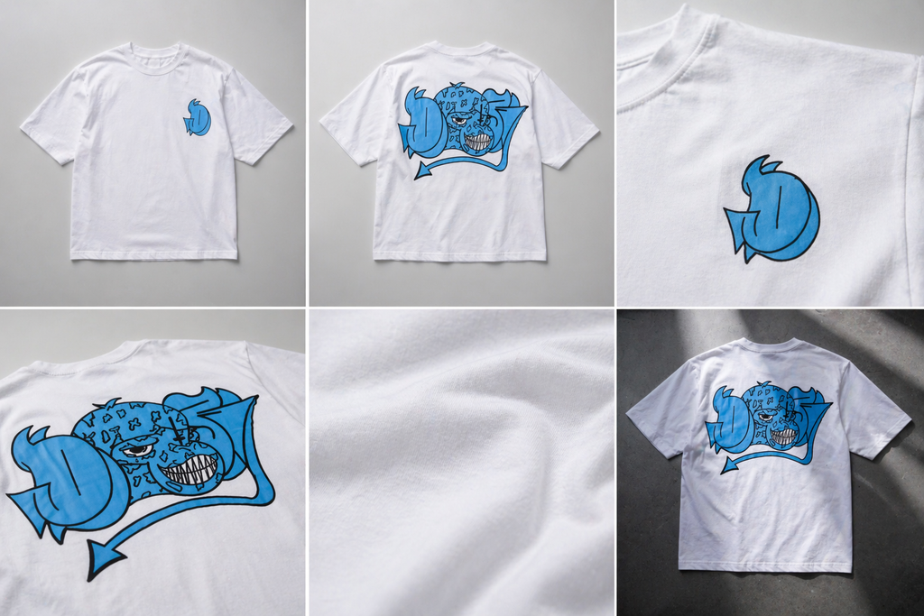 D-L-R BABY BLUE ON WHITE TEE